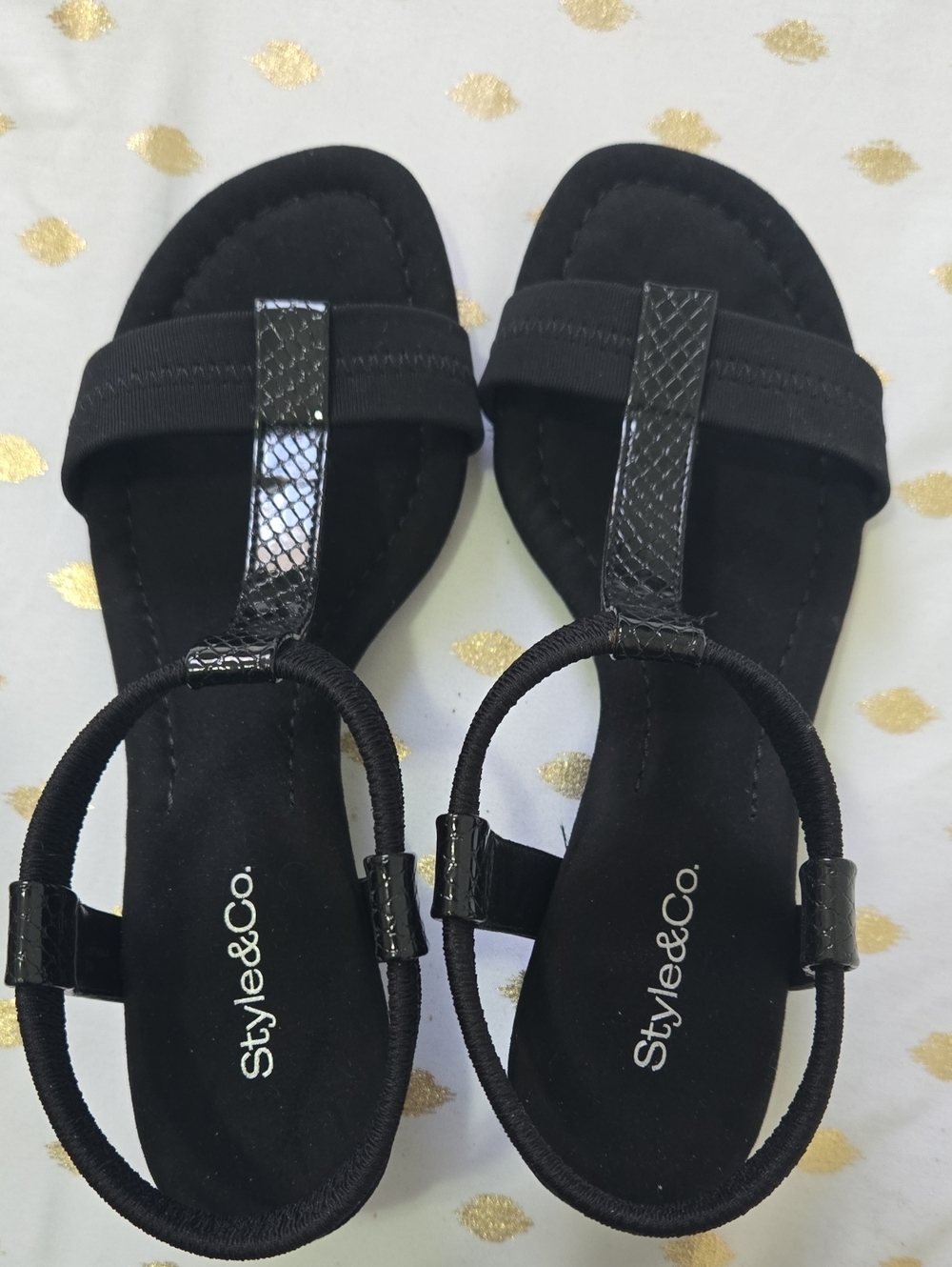 Black T-Strap Sandals